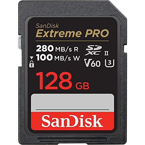 SanDisk Extreme PRO SDXC UHS-II Speicherkarte V60 128 GB (280 MB/s, 6K, 4K UHD, U3, C10, Rescue PRO Deluxe) von SanDisk