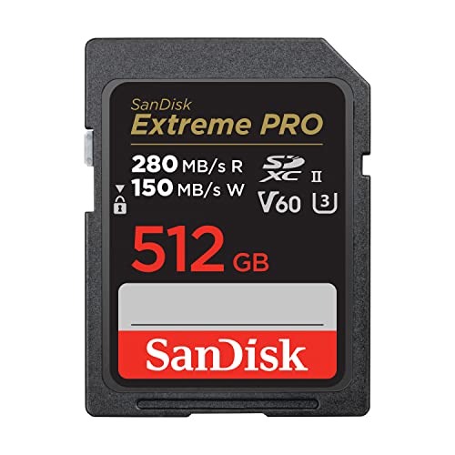 SanDisk Extreme PRO SDXC UHS-II Speicherkarte V60 512 GB (280 MB/s, 6K, 4K UHD, U3, C10, Rescue PRO Deluxe) von SanDisk