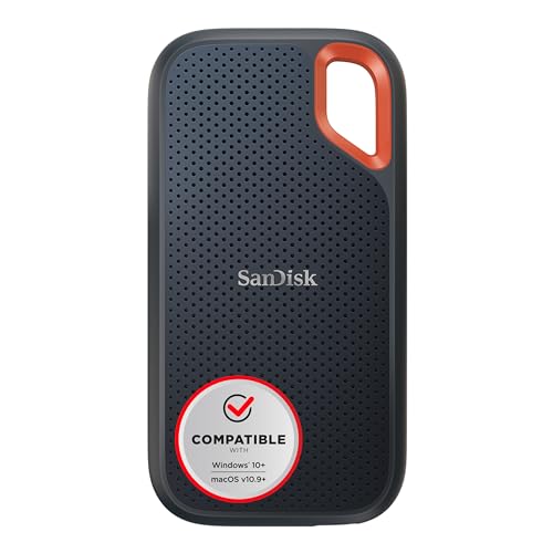 SanDisk Extreme Portable SSD 1 TB (tragbare NVMe SSD, USB-C, bis zu 1.050 MB/s Lesegeschwindigkeit und 1.000 MB/s Schreibgeschwindigkeit, wasser- und staubbeständig) Schwarz von SanDisk