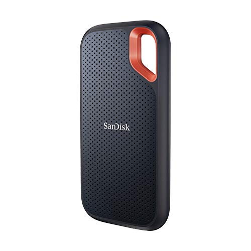 SanDisk Extreme Portable SSD 2 TB (tragbare NVMe SSD, USB-C, bis zu 1.050 MB/s Lesegeschwindigkeit und 1.000 MB/s Schreibgeschwindigkeit, wasser- und staubbeständig) Schwarz von SanDisk