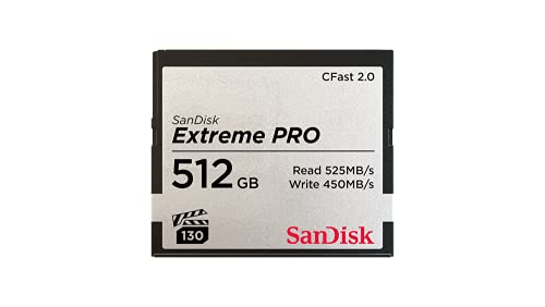 SanDisk Extreme Pro CFast 2.0 Speicherkarte 512 GB (Für Kameras und Camcorder, VPG-130 für 4K Videos, Datenübertragungs mit 525 MB/s, Schreiben mit 450 MB/s) von SanDisk