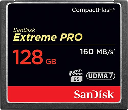 SanDisk Extreme Pro CompactFlash Speicherkarte 128GB (UDMA7, 4K-UHD- und Full-HD-Videos, VPG 65, temperaturbeständig, 160 MB/s Übertragung) von SanDisk