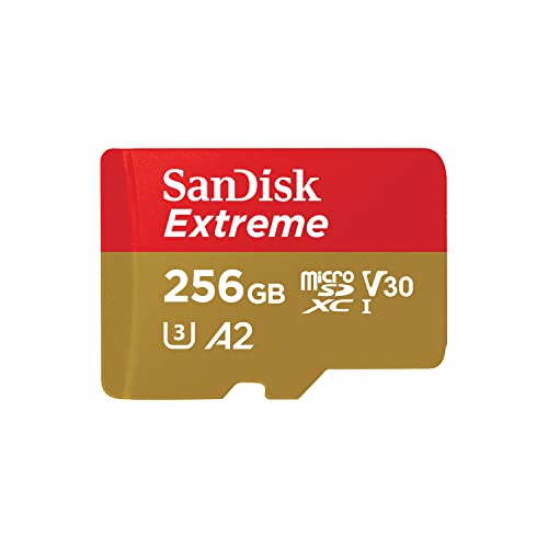 SanDisk Extreme microSDXC UHS-I Speicherkarte 256 GB + Adapter (Für Smartphones, Actionkameras und Drohnen, A2, C10, V30, U3, 190 MB/s Übertragung, RescuePRO Deluxe) von SanDisk