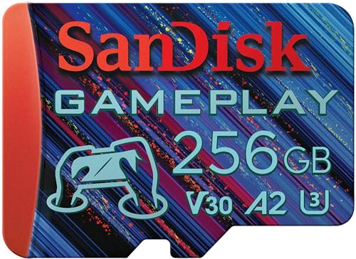 SanDisk GamePlay-microSD-Karte für Mobile Gaming/Handheld-Konsolen 256 GB (für Spiele mit anspruchsvoller AAA-/3D-/VR-Grafik, 4K-UHD-Videos, Lesegeschwindigkeiten bis zu 190 MB/s, A2, V30, U3) von SanDisk