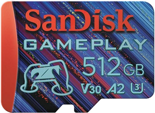 SanDisk 512 Go Gameplay, carte microSD, pour Jeu sur Smartphone/Console Portable, jusqu'à 190 Mo/s, pour Jeu avec graphique AAA-/3D-/VR- sophistiqués, vidéos 4K-UHD-Video A2, V30, U3) von SanDisk
