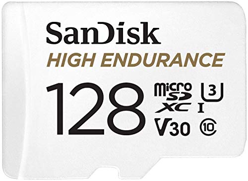 SanDisk High Endurance microSDXC Speicherkarte 128 GB + Adapter (Für Dash-Cams und private Überwachungskameras, 100 MB/s Lesen, V30 für Full-HD und 4K-Videos) von SanDisk
