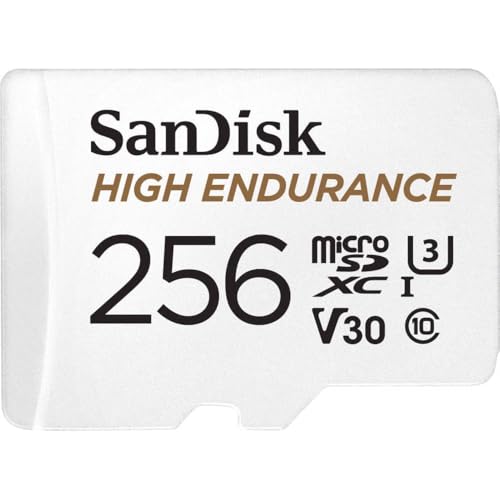 SanDisk High Endurance microSDXC Speicherkarte 256 GB + Adapter (Für Dash-Cams und private Überwachungskameras, 100 MB/s Lesen, V30 für Full-HD und 4K-Videos) von SanDisk