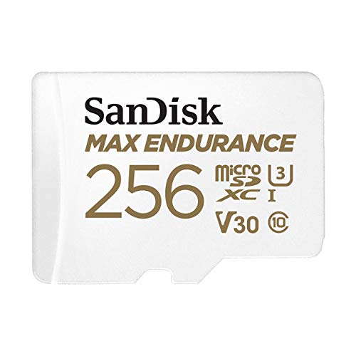 SanDisk MAX ENDURANCE microSDXC Speicherkarte mit Adapter 256 GB (Für Dashcams und Heimüberwachungssysteme,100 MB/s Übertragung, V30, Class 10, U3) von SanDisk