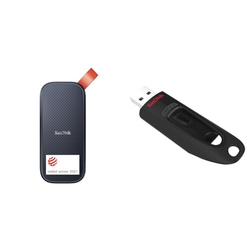 SanDisk Portable SSD 1 TB (Externe Festplatte mit SSD Technologie 2,5 Zoll & Ultra USB 3.0 Flash-Laufwerk 128 GB von SanDisk