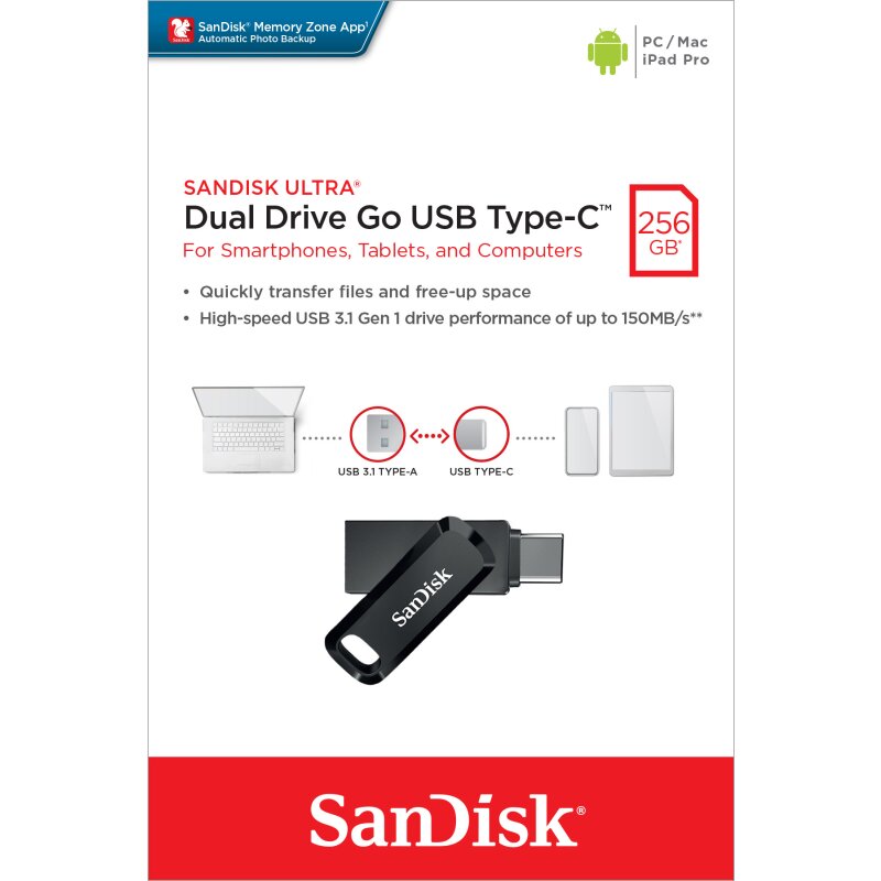 SanDisk USB 3.1 OTG Stick 256GB, Ultra Dual Go von SanDisk