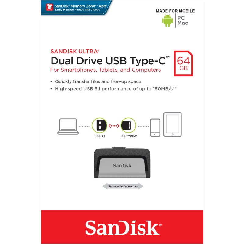 SanDisk USB 3.1 OTG Stick 64GB, Ultra Dual Drive SanDisk USB 3.1 OTG Stick 64GB, Ultra Dual Drive von SanDisk