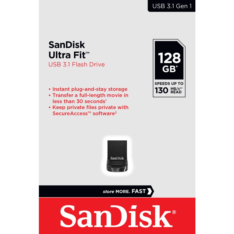 SanDisk USB 3.1 Stick 128GB, Ultra Fit SanDisk USB 3.1 Stick 128GB, Ultra Fit von SanDisk