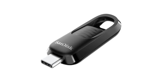 SanDisk Ultra® Slider USB-Type-C™-Laufwerk 64 GB (USB-Flash-Laufwerk, einziehbarer Anschluss, USB 3.2 Gen 1, bis zu 300 MB/s) Schwarz von SanDisk