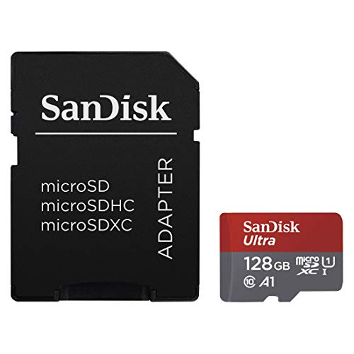 SanDisk Ultra 128GB Imaging microSDXC Speicherkarte + SD-Adapter bis zu 100 MB/Sek, Class 10, U1, A1,Grau, Rot, Weiß von SanDisk