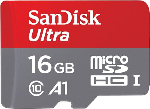 SanDisk Ultra 16 GB microSDHC Memory Card + SD Adapter with A1 App Performance Up to 98 MB/s, Class 10, U1 , Red von SanDisk