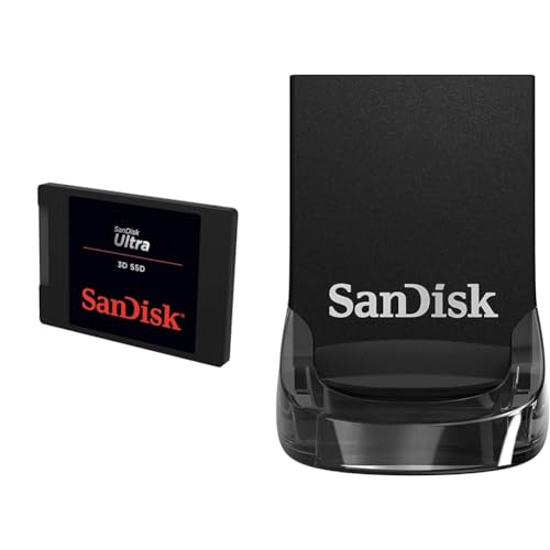 SanDisk Ultra 3D SSD 2 TB SSD interne SSD Festplatte & Ultra Fit USB 3.2 Flash-Laufwerk 128 GB von SanDisk