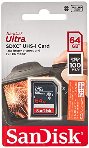 SanDisk Ultra 64GB SDXC Memory Card, up to 100MB/s, Class 10, Black/Grey von SanDisk