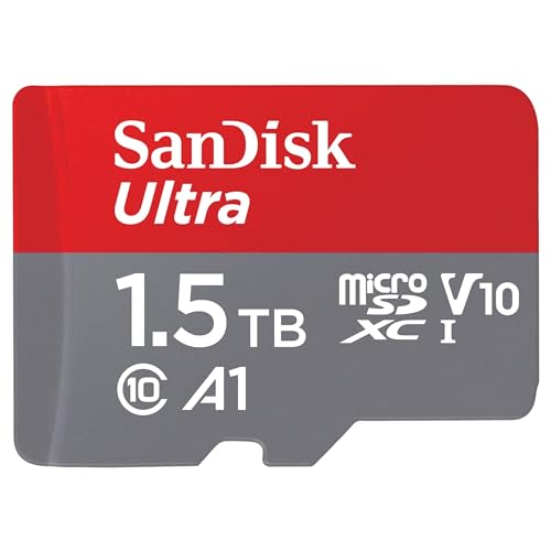 SanDisk Ultra Android microSDXC UHS-I Speicherkarte 1,5 TB + Adapter (Für Smartphones und Tablets, A1, Class 10, U1, Full HD-Videos, bis zu 150 MB/s Lesegeschwindigkeit) von SanDisk