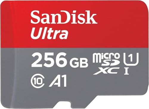 SanDisk Ultra Android microSDXC UHS-I Speicherkarte 256 GB + Adapter (Für Smartphones und Tablets, A1, Class 10, U1, Full HD-Videos, bis zu 150 MB/s Lesegeschwindigkeit) von SanDisk