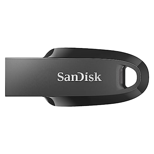 SanDisk Ultra Curve 3.2 Flash-Laufwerk 64 GB (bis zu 100 MB/s Lesen, RescuePRO Deluxe-Software, Schlüsselringöse) Schwarz von SanDisk