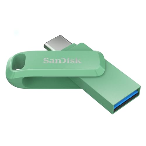 SanDisk Ultra Dual Drive Go USB Type-C 128 GB (Android Smartphone Speicher, USB Type-C-Anschluss, 400 MB/s Lesegeschwindigkeit, Nutzung als Schlüsselanhänger möglich) Absinthgrün von SanDisk