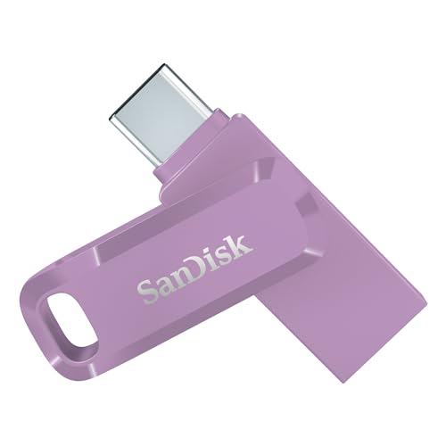 SanDisk Ultra Dual Drive Go USB Type-C 256 GB (Android Smartphone Speicher, USB Type-C-Anschluss, 400 MB/s Lesegeschwindigkeit, Nutzung als Schlüsselanhänger möglich) Lavendel von SanDisk