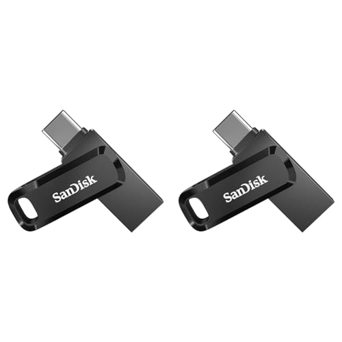 SanDisk Ultra Dual Drive Go USB Type-C 64 GB (Android Smartphone Speicher, USB Type-C-Anschluss, 150 MB/s Lesegeschwindigkeit, Nutzung als Schlüsselanhänger möglich) (Packung mit 2) von SanDisk
