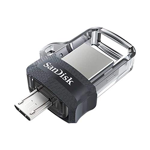 SanDisk Ultra Dual USB-Laufwerk m3.0 Smartphone Speicher 64 GB (Mobiler Speicher, USB m3.0, versenkbarer Doppelanschluss, 130 MB/s Übertragungsraten, USB 3.0 Laufwerk) von SanDisk