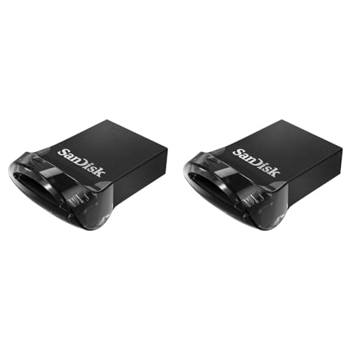 SanDisk Ultra Fit USB 3.2 Flash-Laufwerk 64 GB (Für Laptops, Spielkonsolen und Auto-Audiosysteme, Plug-and-Stay, 130 MB/s Lesen, RescuePRO Deluxe Software) (Packung mit 2) von SanDisk