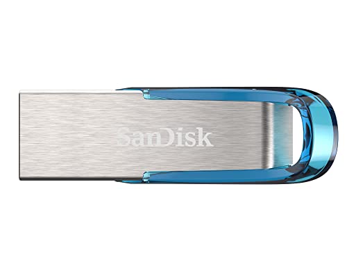 SanDisk Ultra Flair USB 3.0 Flash-Laufwerk 128 GB (Rescue Pro Software, Passwortschutz, robust, schlankes Metallgehäuse, 150 MB/s Übertragungsgeschwindigkeit) Blau von SanDisk