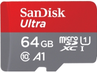 SanDisk Ultra - Flash-Speicherkarte (microSDXC-zu-SD-Adapter enthalten) - 64 GB - A1 / UHS-I U1 / Klasse10 - microSDXC UHS-I von SanDisk