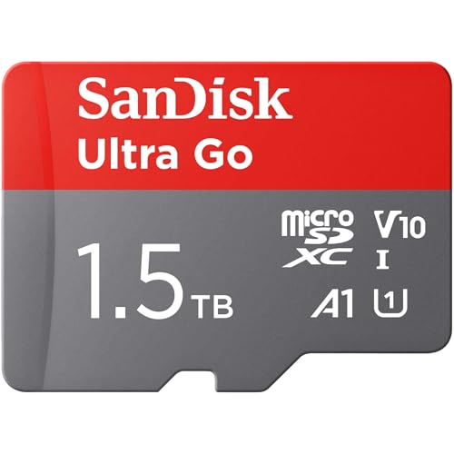 SanDisk Ultra Go Micro SDXC Speicherkarte 1.5TB + SD Adapter (Für Android Smartphones und Tablets, bis zu 150 MB/s Lesegeschwindigkeit) A1, Full HD Video, UHS-I, Class 10, U1, Für Amazon von SanDisk