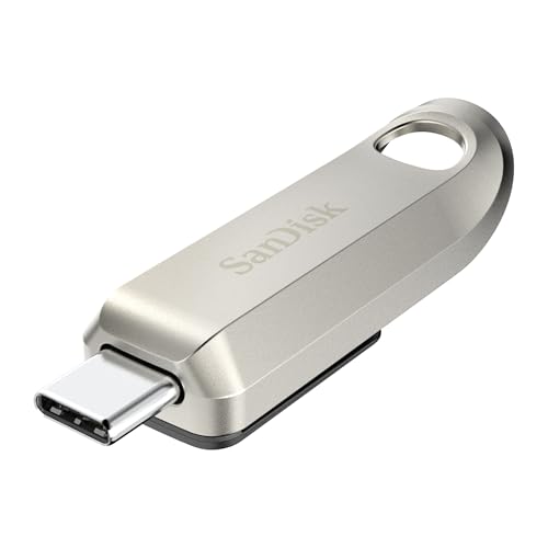SanDisk Ultra Luxe USB-Type-C-Laufwerk 64 GB (USB-Type-C-Flash-Laufwerk, USB-3.2-Gen-1, Metalldesign, 300 MB/s Lesen, Schlüsselbundöse) Silber von SanDisk
