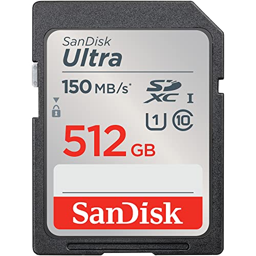 SanDisk Ultra SDXC UHS-I Speicherkarte 512 GB (Für Kompaktkameras der Einstiegs- und Mittelklasse, Full HD-Videos, U1, C10,V10, bis 150 MB/s Lesegeschwindigkeit, 10 Jahre Garantie) von SanDisk