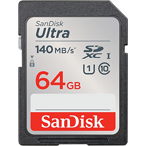 SanDisk Ultra SDXC UHS-I Speicherkarte 64 GB (Für Kompaktkameras der Einstiegs- und Mittelklasse, Full HD-Videos, U1, C10,V10, bis 140 MB/s Lesegeschwindigkeit, 10 Jahre Garantie) von SanDisk