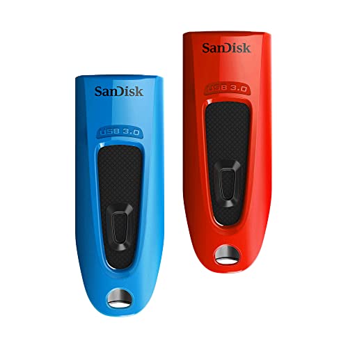 SanDisk Ultra USB 3.0 Flash- Laufwerk 32 GB (SecureAccess Software, Passwortschutz, Übertragungsgeschwindigkeit von bis zu 130 MB/s) Blau/Rot von SanDisk