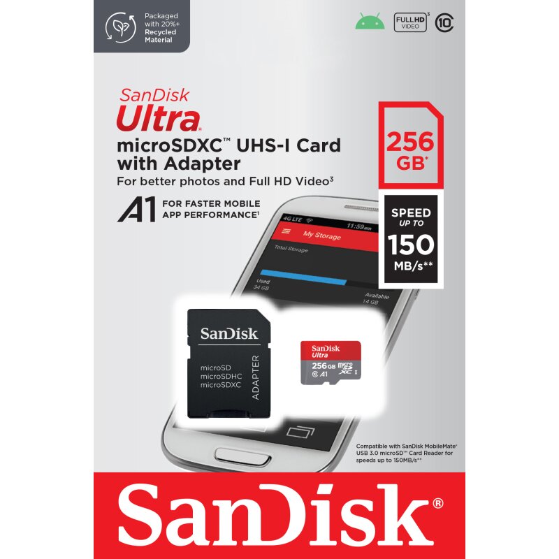 SanDisk microSDXC Card 256GB, Ultra, Class 10, U1, A1 von SanDisk