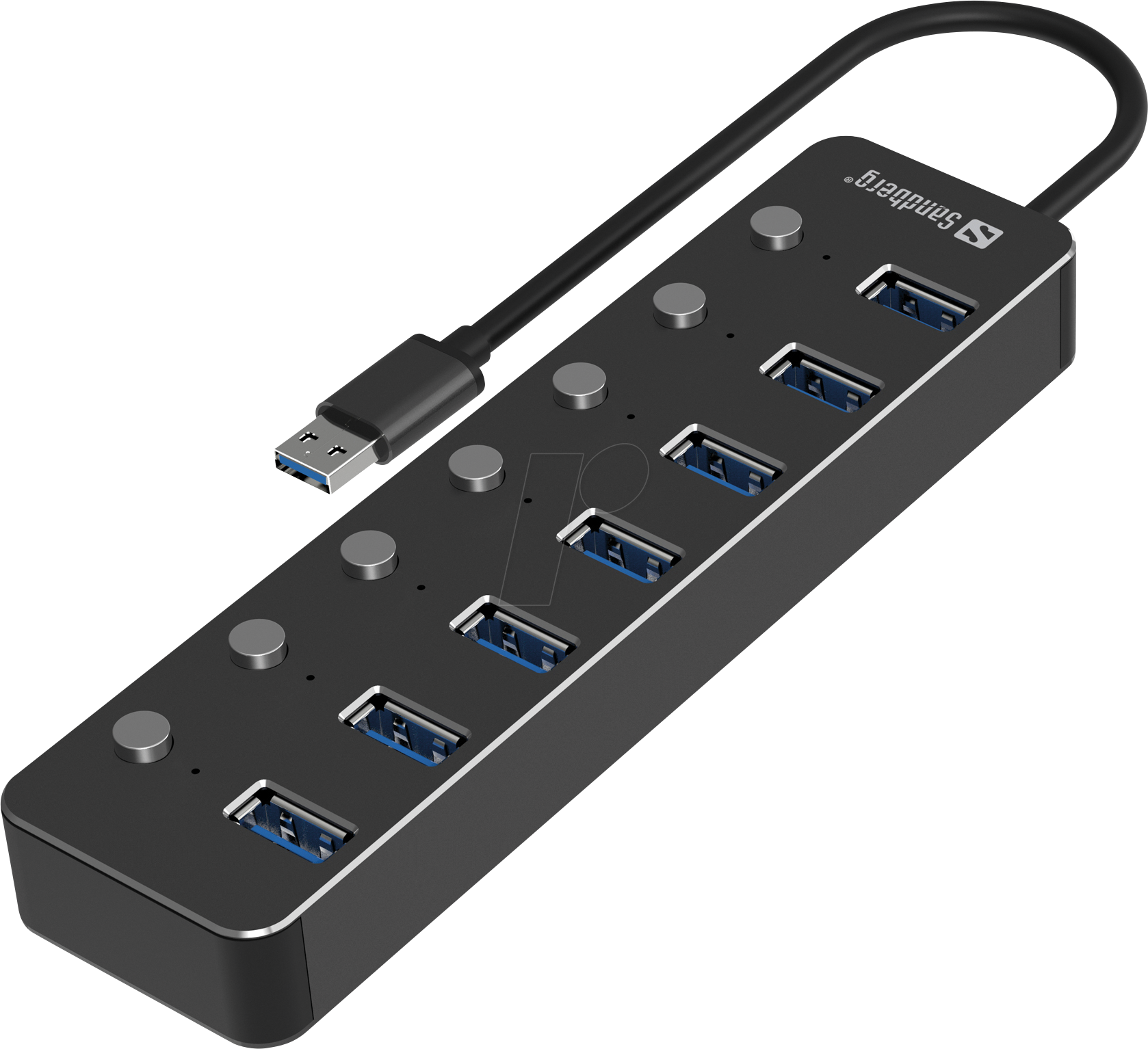 SANDBERG 134-33 - USB 3.0 7-Port Hub, Aluminium, USB-A-Kabel von Sandberg