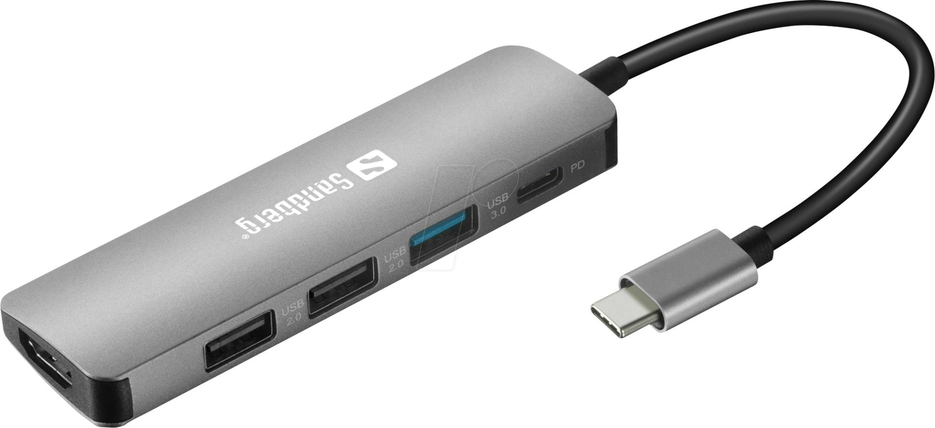 SANDBERG 136-32 - USB 3.0 Hub 5 Port, USB-C zu 1x USB 3.0, 2x USB 2.0, 1x HDMI, 1x SANDBERG 136-32 - USB 3.0 Hub 5 Port, USB-C zu 1x USB 3.0, 2x USB 2.0, 1x HDMI, 1x von Sandberg