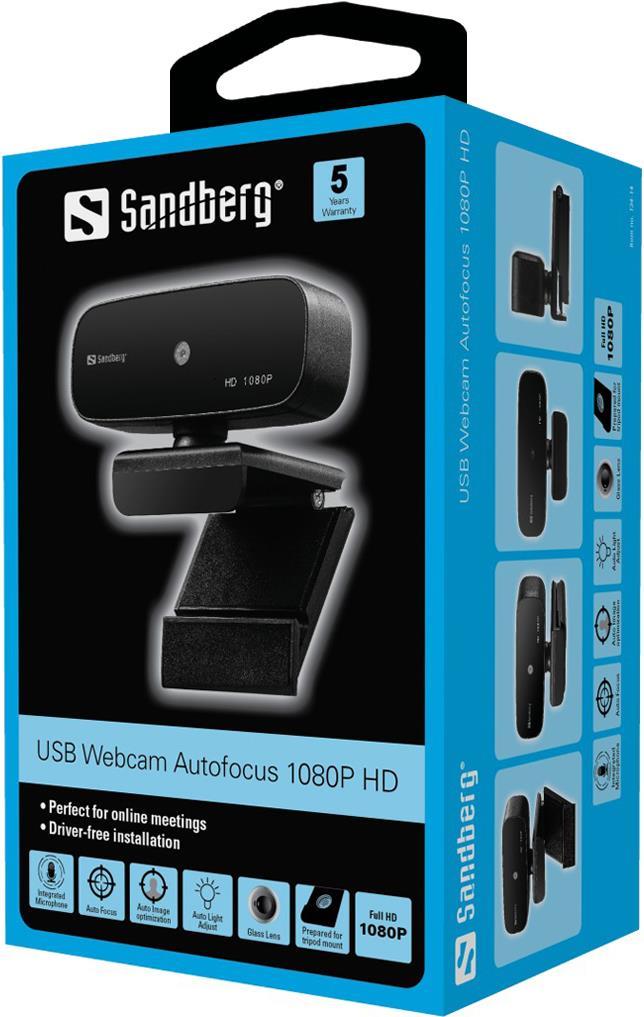 Sandberg 134-14 Webcam 2 MP 1920 x 1080 Pixel USB 2.0 Schwarz (134-14) von Sandberg