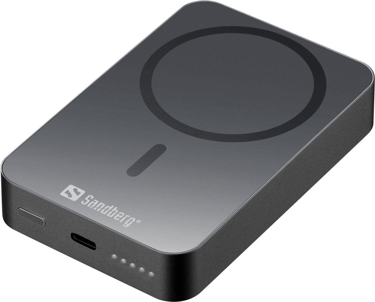 Sandberg Mag Wireless Powerbank 10000 ALU - 10000 mAh - Lithium - Power Delivery - Kabelloses Aufladen - Schwarz (420-97) von Sandberg