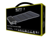 Sandberg Solar 4-Panel Powerbank 25000 - Solarstrømbank - Li-pol - 25000 mAh - 92.5 Wh - 18 Watt - 3 A (2 x USB, USB-C) - på kabel: Micro-USB, USB-C von Sandberg