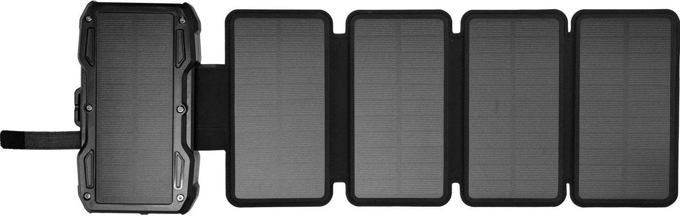 Sandberg Solar 5-Panel Powerbank 10000 - 10000 mAh - Programmable Power Supply (PPS) - Kabelloses Aufladen - Schwarz (421-05) von Sandberg