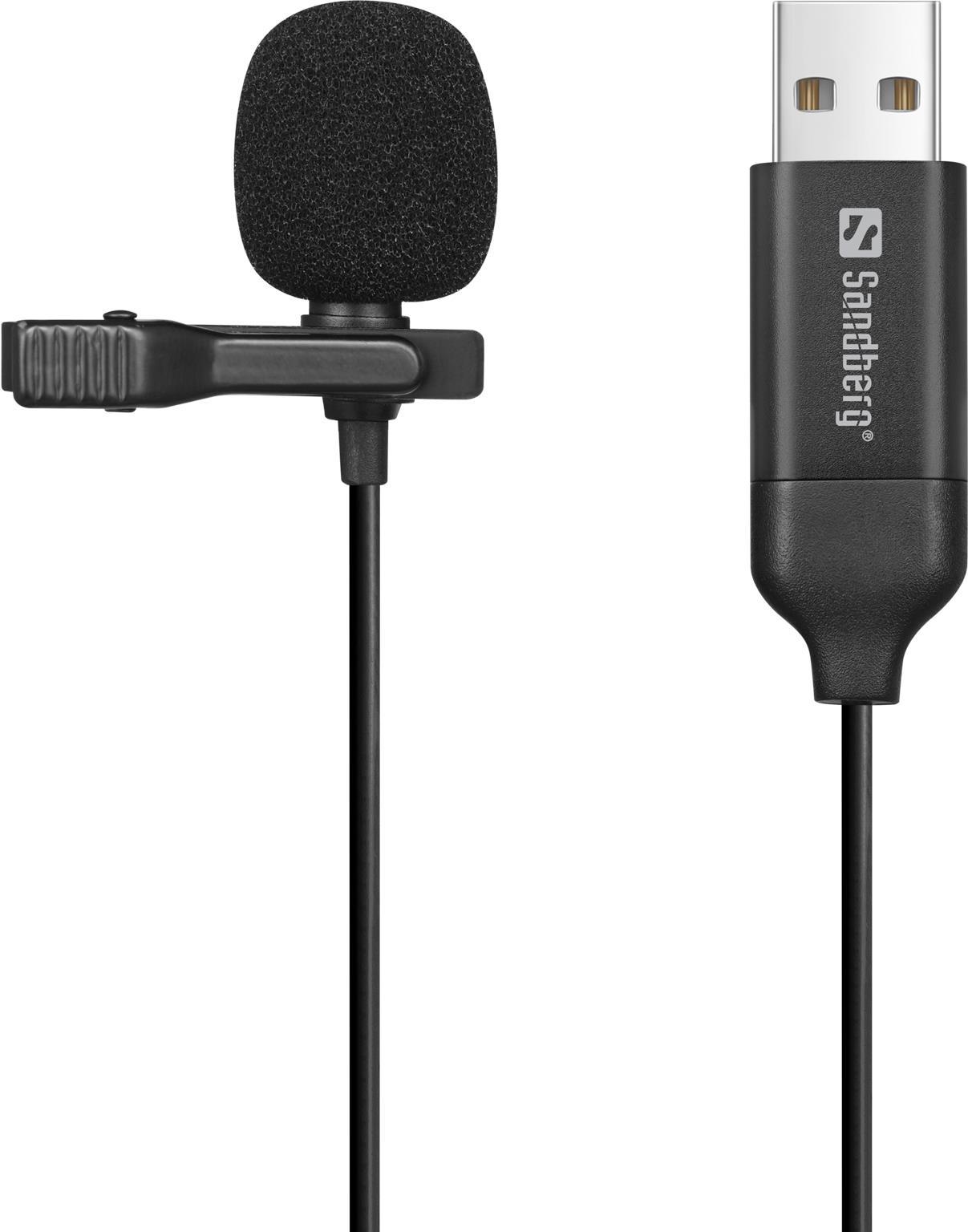 Sandberg Streamer USB Clip Microphone - Lavalier-/Aufsteckmikrofon - -38 dB - 50 - 18000 Hz - 16 Bit - 48 kHz - 84 dB (126-40) von Sandberg