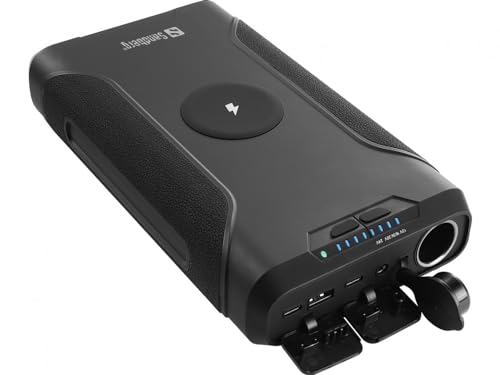 Sandberg Survivor Powerbank 7 in 1 72000 | Tragbares Ladegerät | Extreme Kapazität | Kabelloses Laden | USB-C | 29 Ladezyklen | IPX4 Wasserbeständig | Duales Laden | Ladedurchgang | Taschenlampe von Sandberg