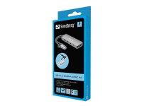 Sandberg USB-C/A to 2xUSB-A+2xUSB-C Hub, USB 3.2 Gen 1 (3.1 Gen 1) Type-A + Type-C, USB 3.2 Gen 1 (3.1 Gen 1) Type-A, USB 3.2 Gen 1 (3.1 Gen 1) Type-C, 5000 Mbit/s, Aluminium, Aluminium, 0.15 m von Sandberg