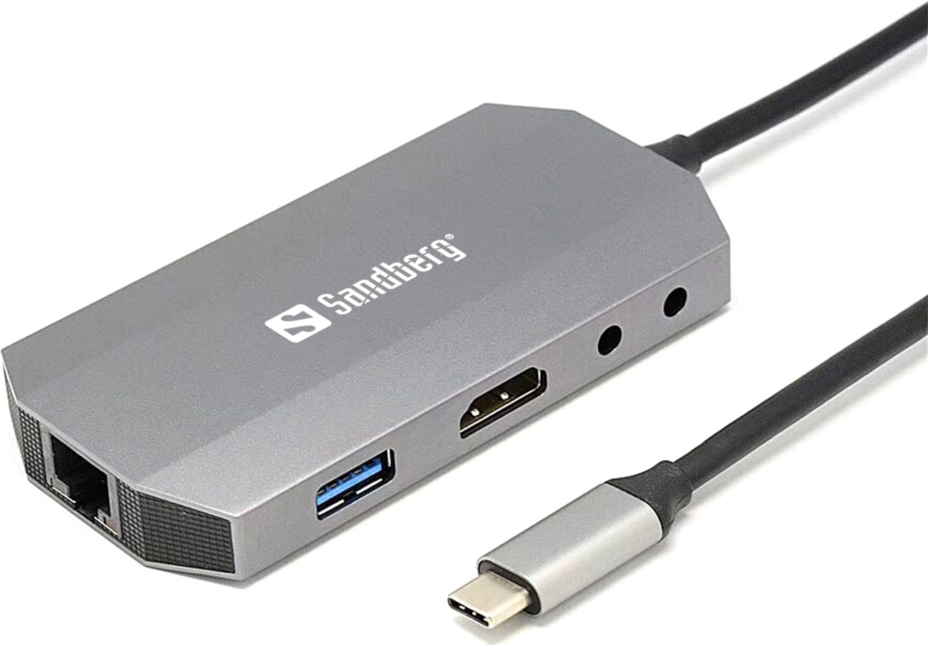 Sandberg USB-C 6-in1 Travel Dock - Docking Station - USB-C - HDMI - GigE (136-33) von Sandberg