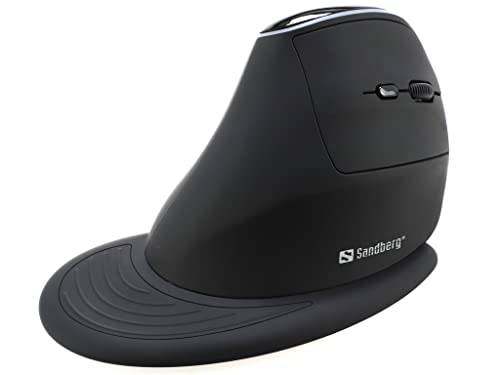 Sandberg Wireless Vertical Mouse Pro | Ergonomische Vertikale PC-Maus | Kabellose Maus | Anpassbare 1600 DPI | Plug & Play | Wiederaufladbare Maus | Abtrennbare Handballenauflage | Für Windows Mac von Sandberg