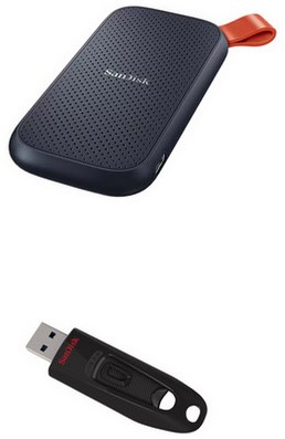 Portable SSD (2TB) Externe SSD schwarz inkl. Ultra USB 3.0 (64GB) von Sandisk