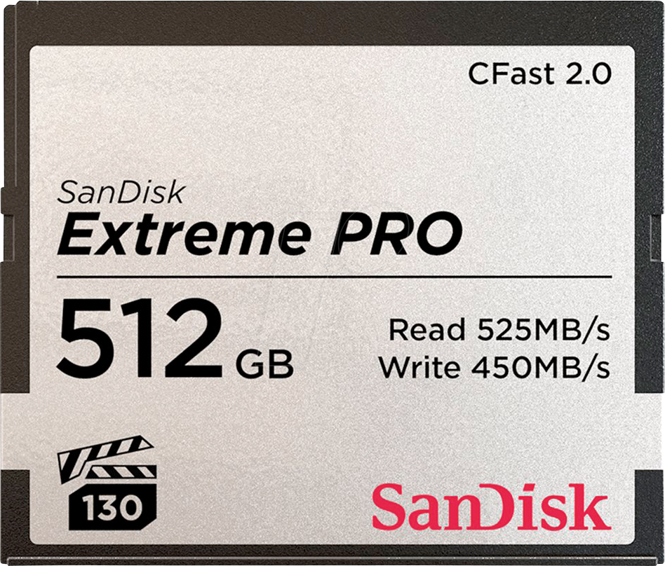 SDCFSP-512G-G46D - CFast-Speicherkarte 512GB, Extreme Pro, 2.0 VPG130 von Sandisk